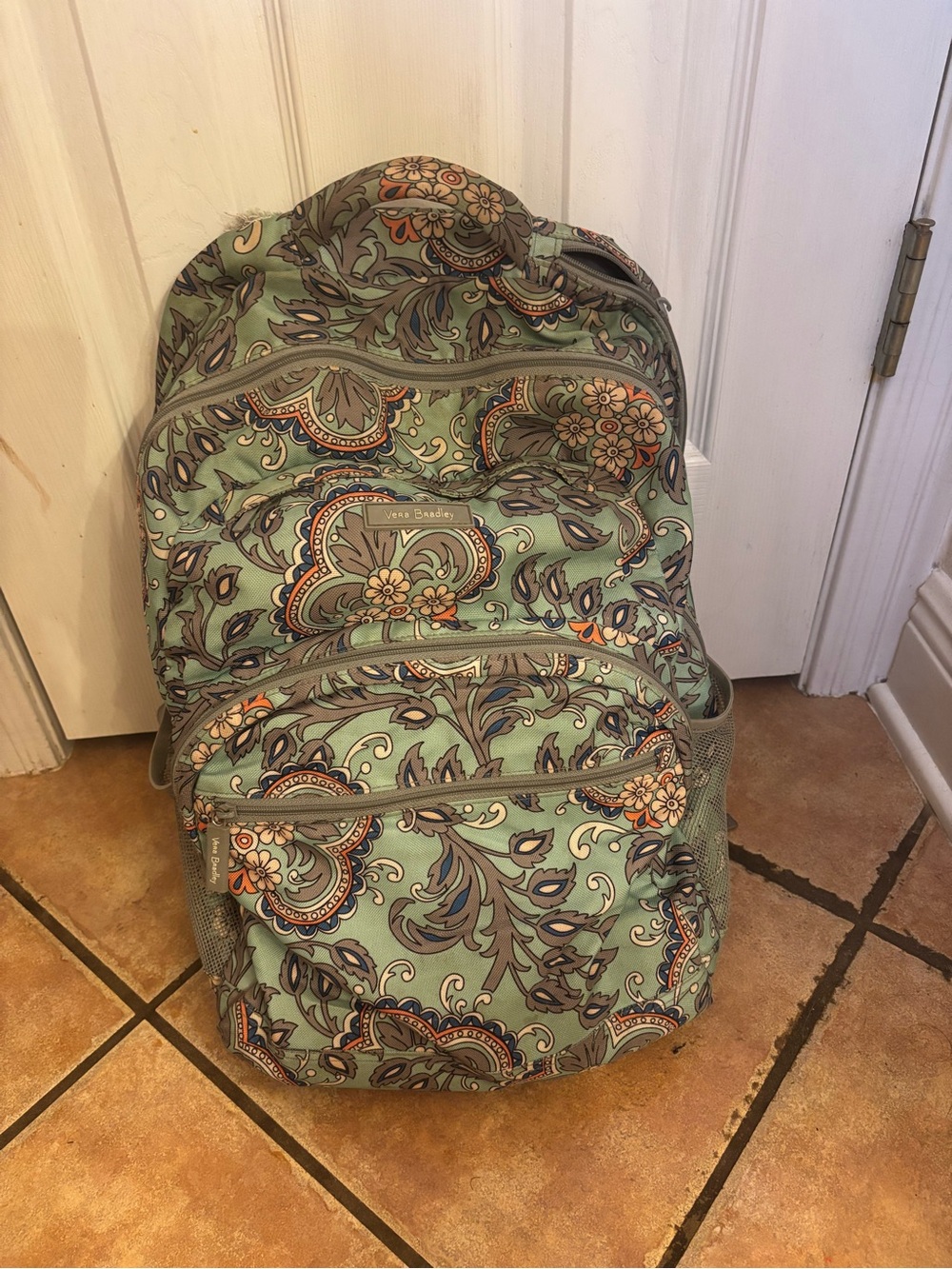 Vera Bradley Mint Floral Paisley School Backpack